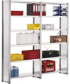 Regalwerk BERT-Standardregal Vollblech-Seitenwand Anbaufeld HxBxT 2500x1005x600 mm verzi.