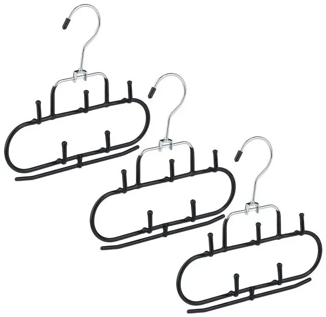 Relaxdays 12 x Gürtelhalter mit 5 Haken Schwarz,Silber