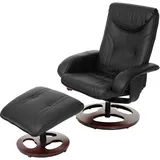 MCW Relaxsessel MCW-C46, Fernsehsessel Sessel mit Hocker, Kunstleder ~ schwarz