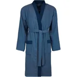Bugatti Herrenbademantel Francesco, ideal für Sauna & Spa, Hotelbademantel, Morgenmantel, Langform, Webvelours, Kimono-Kragen, Gürtel, Kimonomantel blau M