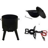 Grillpeter Utschak mit Kazan 16 L und Gasbrenner Kasan aus Gusseisen Feuerofen Set