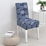 ZQMHCY Stuhlhussen 4er Set Blau Boho Stuhlbezug Stretch Weiche Elasthan Stuhlhussen Schwingstühle Waschbar Hussen für Stühle Abnehmbare Stuhlhusse Langlebig Universal Chair Cover