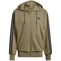 adidas Essentials 3-Streifen French Terry Kapuzenjacke Olive Strata / Black XS