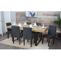 Mendler 6er-Set Esszimmerstuhl Stuhl Küchenstuhl Littau Textil, anthrazitgrau, dunkle