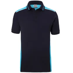 Polo T-Shirt "JN858" - L - navy/turquoise