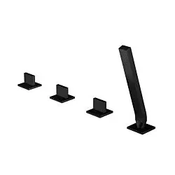 Steinberg Serie 160 Wannen-4-Loch-Armatur 1602480S mit Umsteller und ausziehbarer Handbrause, Matt Black