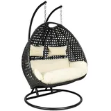 Home Deluxe Polyrattan Hängesessel TWIN DELUXE - mit Regenabdeckung | Hängestuhl,Hängekorb,Hängeschaukel,Hollywoodschaukel