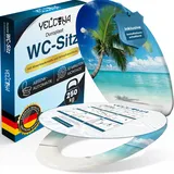 YELCONA Toilettendeckel Mit Absenkautomatik | WC Sitz Mit Absenkautomatik | Klodeckel Mit Absenkautomatik | Antibakteriell, UV-Beständig, Quick-Release, Installationsschablone (Palm)