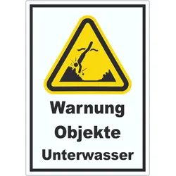 Aufkleber Warnung Objekte Unterwasser A9 (37x52mm)