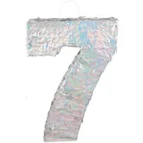 Boland - Zahlen Pinata, Größe 40 x 28 x 8 cm, holografische Ziffer, Nummer, Silber, Jubiläum, Geburtstag, Dekoration, Party-Spiel