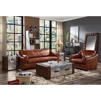 Xlmoebel Chesterfield-Sofa Chesterfield Sofa in Braun aus Vintage-Leder mit elegantem Design, Hergestellt in Europa braun