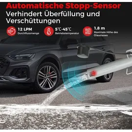 veftbltrem COSTWAY Kraftstoff Umfüllpumpe mit Auto-Stopp-Sensor, elektrische Kraftstoffpumpe 3,2 GPM 3 Größen Adaptern & Schlauch, für Diesel, Öl, Benzin