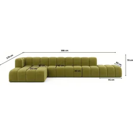 kaiser möbel Ecksofa mit Hocker GRAND L, stoff Salvador, Olive, Links - Olive