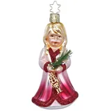 Inge-Glas Manufaktur INGE-Glas Christbaumschmuck Mädchen Klara 11,5cm - Glas Figur mundgeblasen handbemalt Weihnachtsbaum Anhänger Weihnachten Christbaumanhänger Märchen Kind Rosa