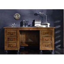 Massivmoebel24 Schreibtisch New Boston Sheesham braun