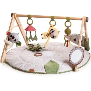 Tiny Love Luxe Developmental Gymini, Spielmatte Baby Holz mit Musik, 0+ Monate, Spieldecke Baby, 20 Aktivitäten, musikalisches Spielzeug zum Mitnehmen, Premiumstoffe, 12-Meilen-Karten, Boho Chic