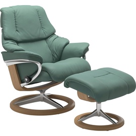 Stressless Relaxsessel "Reno" Sessel Gr. Leder PALOMA, Home Office Base Größe M, Gestell Eiche, grün (aqua green paloma) Lesesessel und Relaxsessel mit Home Office Base, S, & L, Eiche