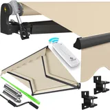 Kesser KESSER® Elektrische Gelenkarmmarkise mit Fernbedienung Markise Gelenkmarkise Terrassenmarkise Klemmmarkise Sonnenmarkise inkl. Wandhalterung Sonnenschutz Balkonmarkise wasserabweisender