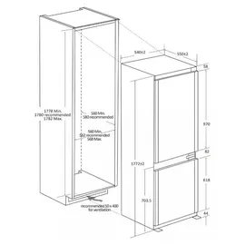 Candy CNBQL3518EV Einbau-Kühlgefrierkombination (268 l, 1772 mm hoch, Weiß)