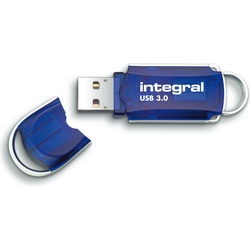 Integral USB3.0 DRIVE COURIER UP TO R-100 W-30 MBS USB-Stick USB Typ-A 3.2 Gen 1 (3.1 Gen 1) (32 GB, USB 3.2, USB A), USB Stick, Blau, Silber