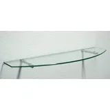 Wandregal aus 8mm Glas, klar & satiniert, verschiedene Formen und Größen, Glasregal, Glasboden, Glasablage, Badregal, Eckregal Bad Ablage Regal (Tablarträger Stick 180, 90x20-25 cm Convex klar)
