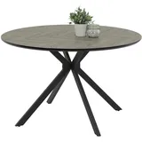 Hela Hela, Esstisch Petra, Dekor Fischgrät Hellgrau, Metall-Sternfuß, Ø 120x76cm
