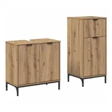 vidaXL Badezimmermöbel-set 2 Pcs Artisan-eiche Sperrholz Und Metall Vidaxl