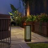 Outsunny Solarleuchte Rattan 15,5L x 15,5B x 46H cm 1 Stück schwarz