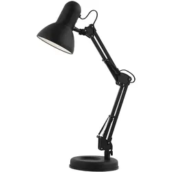 Tischleuchte Tischlampe Leseleuchte Schreibtischlampe Metall, schwarz, Gelenk, Kabellänge 1,5 m, Nachtlicht, 1x E27 Fassung, HxBxD: 62x42x15,5 cm