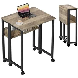 luxuskollektion Kleiner Klappschreibtisch 80 cm mit Rollen und Stauraum Sandeiche