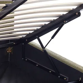 Beliani Bett mit Stauraum Bouclé VAUCLUSE 140 x 200 cm Olivgrün