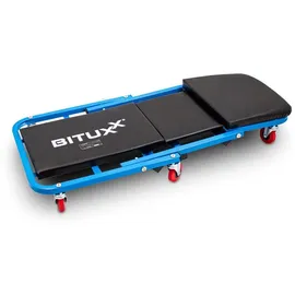 BITUXX Werkstatthocker Stahl/Vinyl blau/rot mit 6 Universalrädern