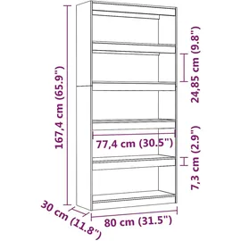 vidaXL Bücherregal 80 x 30 x 167,4 cm Braun