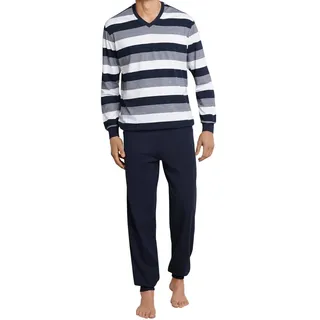 SCHIESSER Herren Schlafanzug, Langarm, Ringel, für dunkelblau, 56