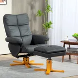 Homcom Relaxsessel Kunstleder 80 x 99 x 86 cm Grau mit Hocker