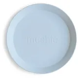 mushie Runde Geschirrteller für Kinder | 2er-Set | wiederverwendbar BPA-frei | spülmaschinenfest & mikrowellengeeignet | leicht zu halten | hergestellt in Dänemark | Powder Blue