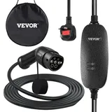 Vevor EV Ladegerät 10 A EV Ladekabel für EU Standard, 6 m Ladestation für Elektroauto 3 Pin Schuko Stecker, 2,3 kW Elektrofahrzeug, 250 V IP54-Anschluss mit LCD Digitalbildschirm & CE Zertifizierung