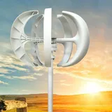 Windgenerator 12V 600W Windturbine Weiße Laterne Windkraftanlage mit 5 Blätter Generator Vertikale für Windrad