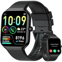 Damen Smartwatch mit Telefonfunktion 1.96 Zoll HD Touch Fitnessuhr Herzfrequenz Schlafanalyse 113+ Sportmodi IP68 wasserdicht - Schwarz