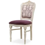 Casa Padrino Luxus Barock Esszimmer Stuhl Lila / Creme H. 104 cm - Barock Esszimmer Möbel