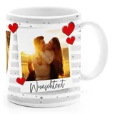 SpecialMe® Tasse mit Foto und Wunschtext Foto-Geschenk Fototasse personalisiert 3 eigene Bilder im Fotorahmen mit Herz Variante 1 weiß standard