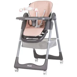 Chipolino Chiplolino Kinderhochstuhl First Spoon Räder klappbar Spielbogen Gurt Fußstütze rosa