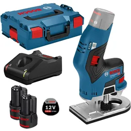 Bosch GKF 12V-8 12 V / 2x 2,0 Ah Akku + Ladegerät inkl. 2x Fräser in L-Boxx