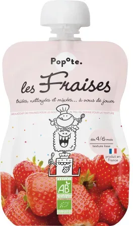 Popote Quetschie Erdbeeren Ab 4/6 Monaten Bio 120g