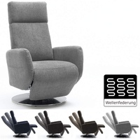 Cavadore TV-Sessel Cobra / Fernsehsessel mit Liegefunktion, Relaxfunktion / Stufenlos verstellbar / Ergonomie M / Belastbar bis 130 kg / 71 x 110 x 82 / Hellgrau