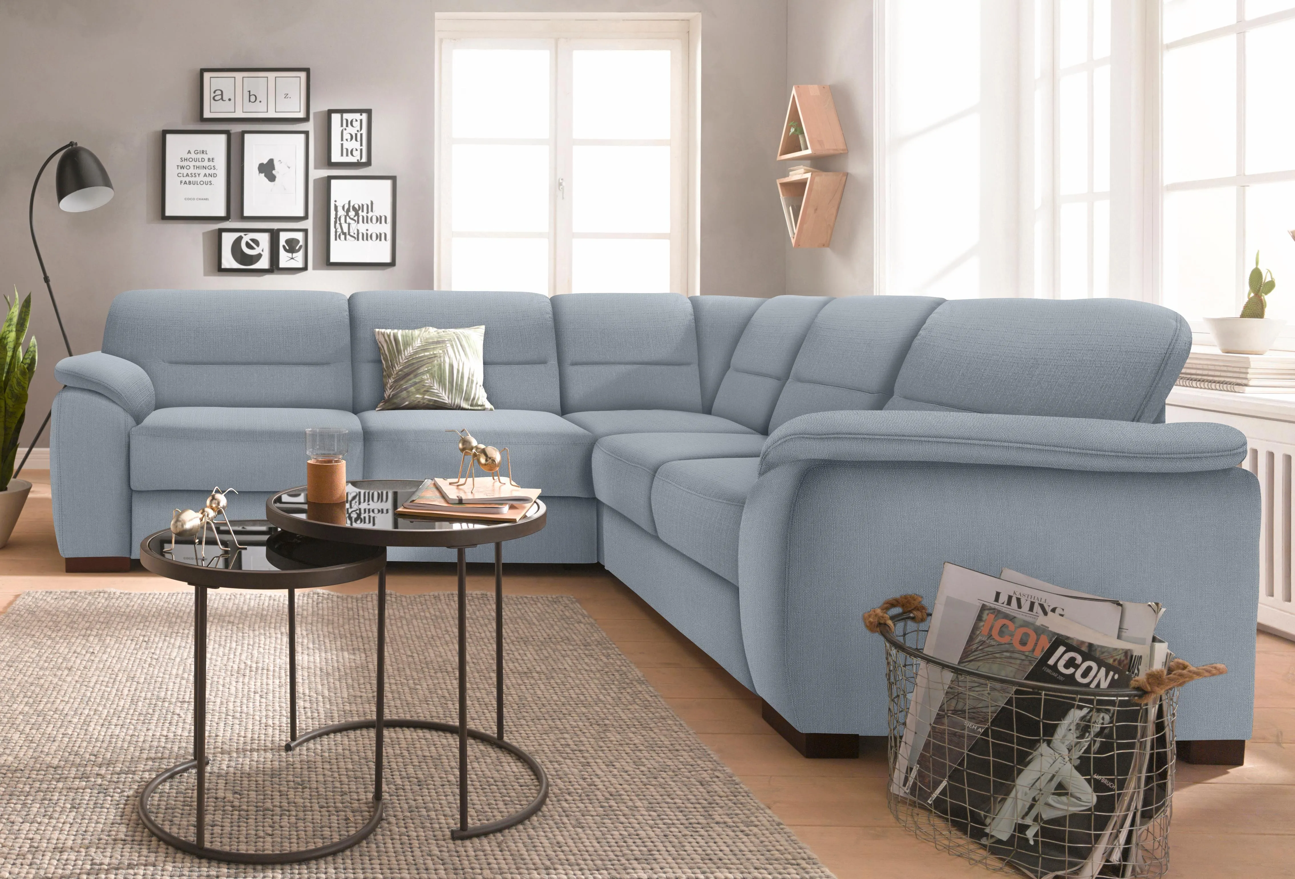 sit&more Ecksofa »Montego L-Form«, wahlweise mit Bettfunktion und Schubkasten sit&more hellgrau