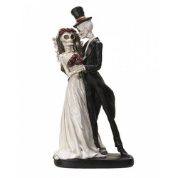 Horror-Shop Dekofigur Skelett Hochzeitspaar als Gothic Figur 32cm rot|schwarz|weiß