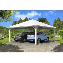 Skan Holz Carport Taunus 634 x 634 cm-weiß Holzcarport