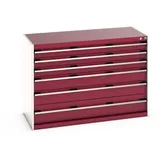 bott cubio Schubladenschrank, Schubladen 3x100 + 2x150 x 1x200 mm, TK je 75 kg, Breite 1.300 mm, purpurrot