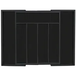 Relaxdays Relaxdays Besteckkasten Bambus, ausziehbar, 7 Fächer, Besteck & Küchenutensilien, HBT 5,5 x 31,5 - 48,5 x 37 cm, schwarz